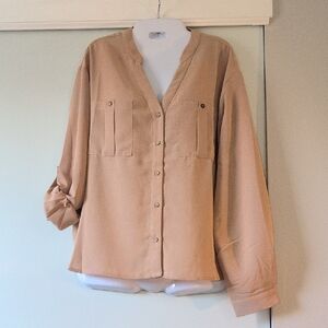 Cider Beige Button-Up Shirt